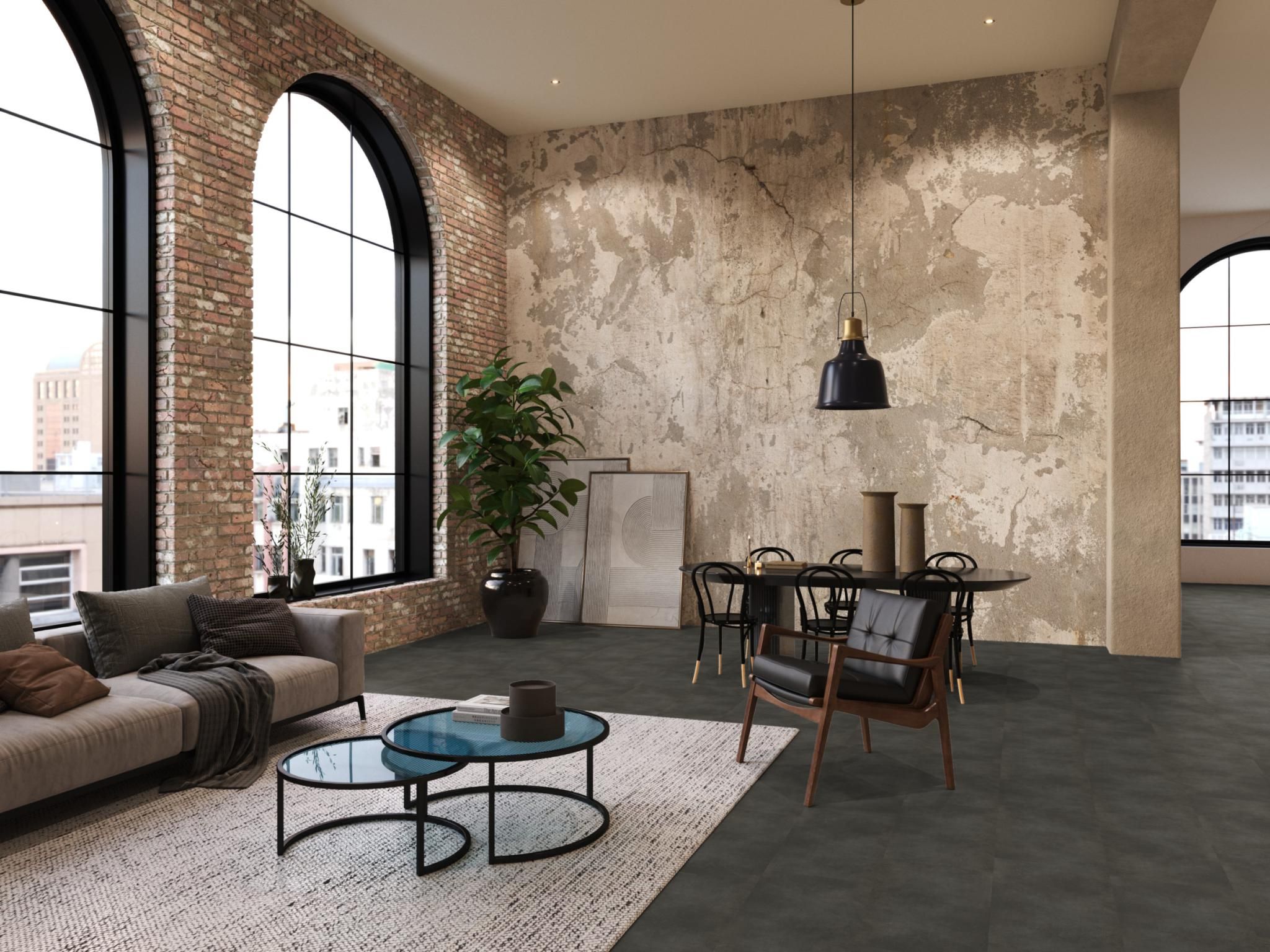 Floor life PVC The Rocks Dryback Anthracite