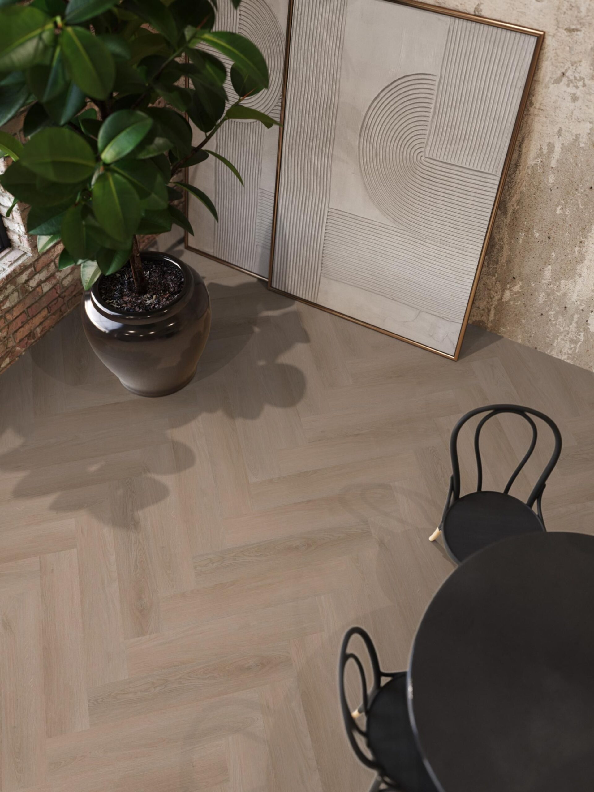 Floor life PVC YUP Merton Herringbone Dryback Dark Oak