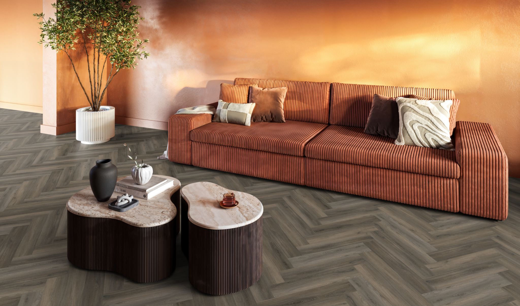 Floor life PVC YUP Herringbone Click SRC Dark Grey