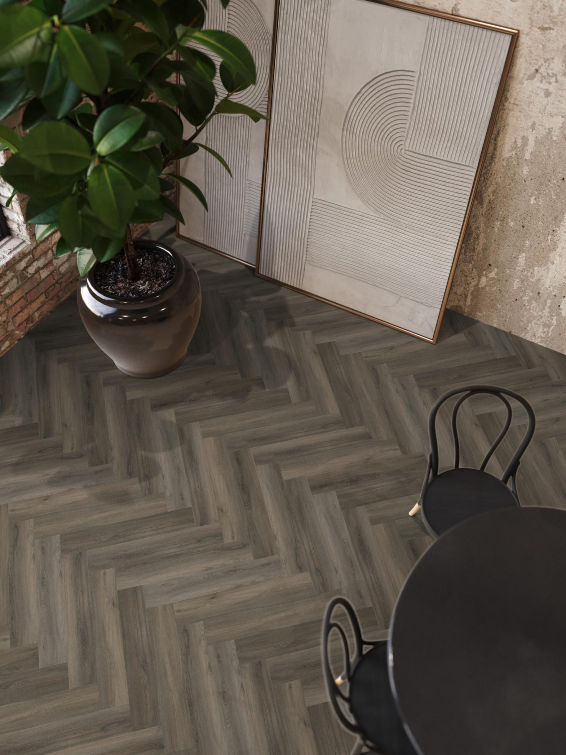 Floor life PVC YUP Herringbone Click SRC Dark Grey